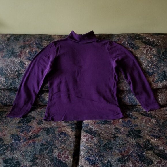 Purple, cotton, long sleeve, turtle neck top, M, NWD, vintage 90s - Picture 1 of 6